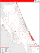 Deltona-Daytona Beach-Ormond Beach Metro Area Digital Map Red Line Style
